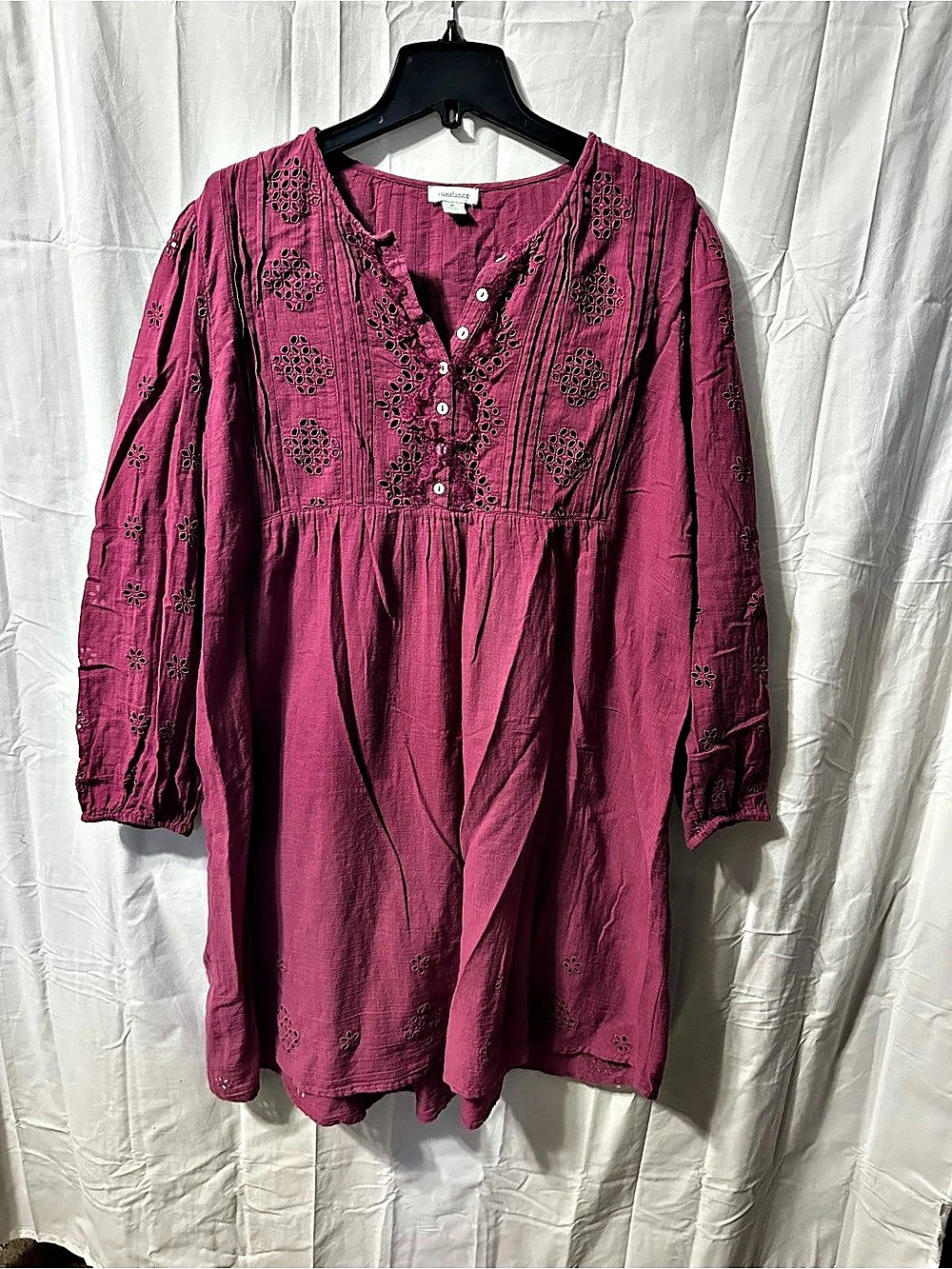 Sundance Eyelet Embroidery Tunic in Purple XL